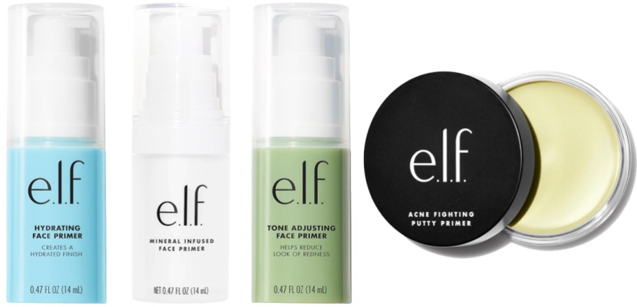 4 e.l.f. Cosmetics Primers in a row