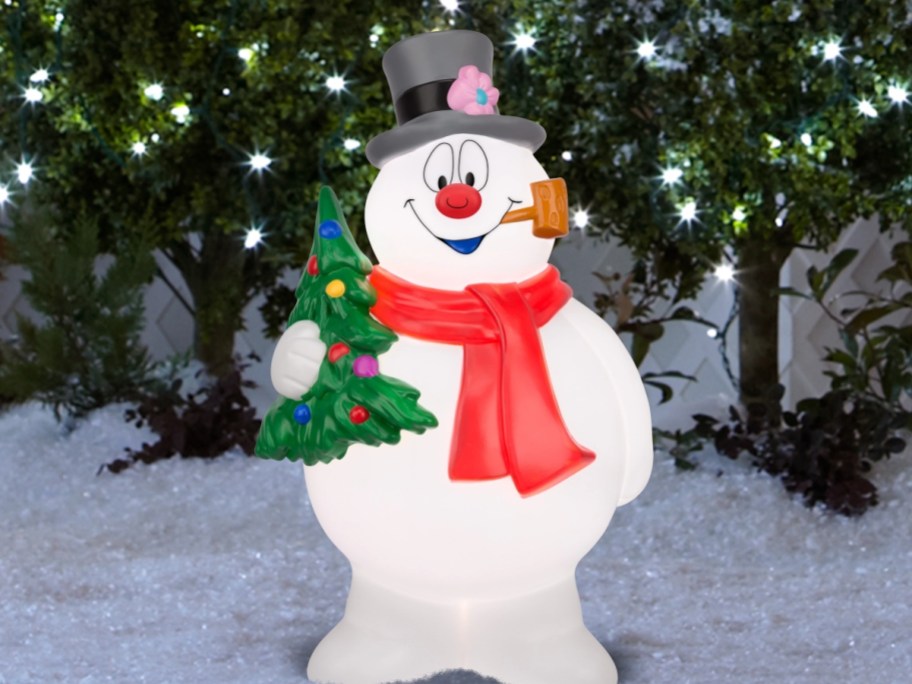frosty the snowman blow mold in snowy yard