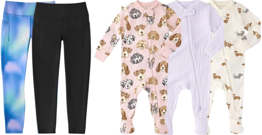 girls leggings and baby sleep n plays