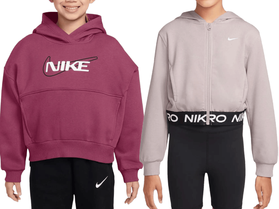 2 girls in nike sweatshirts