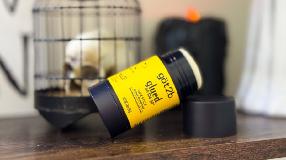 wax stick on a tabletop with halloween decor