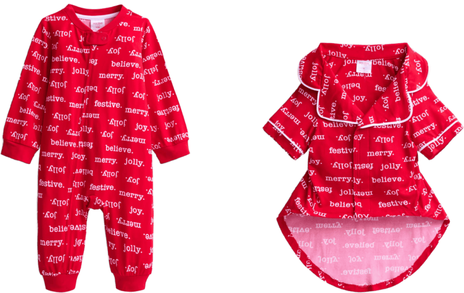 baby and pet red christmas pajamas