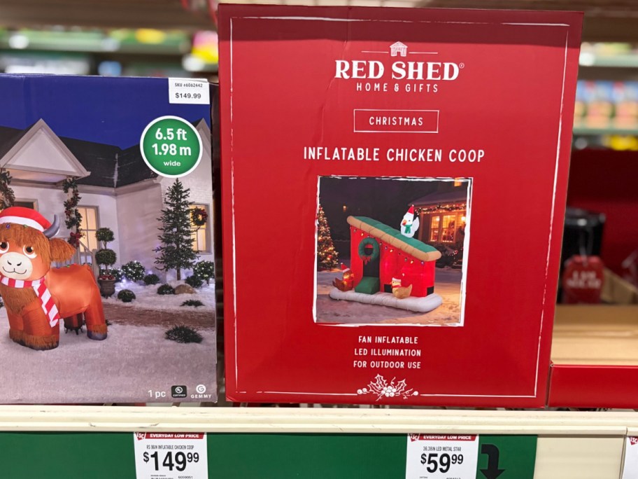 an inflatable chicken coop xmas decor