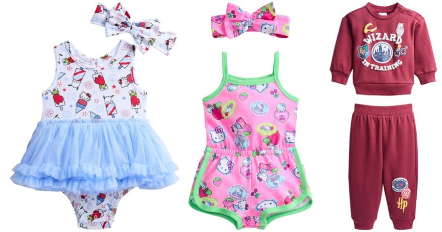 kids tutu dress, romper, and sweat set