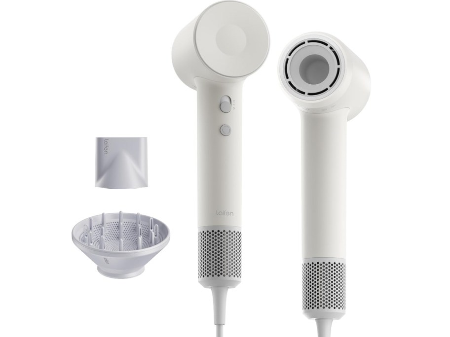 white hair dryer with accessories 