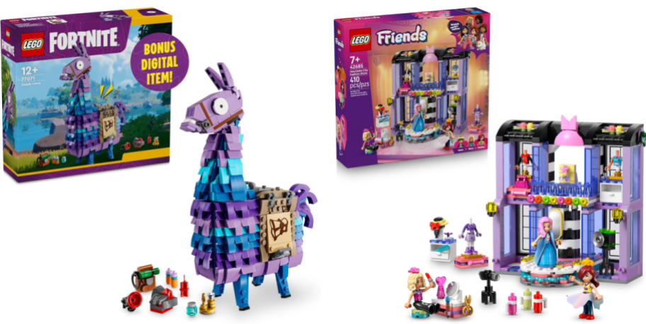 2 lego sets, fashion show and llama