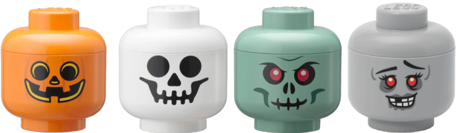 4 lego halloween storage heads