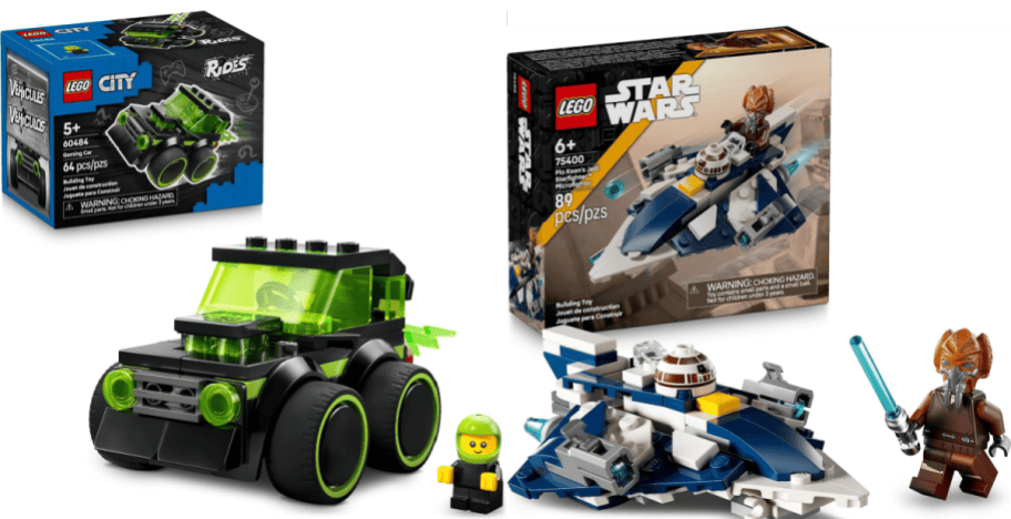 2 lego sets, star wars and car
