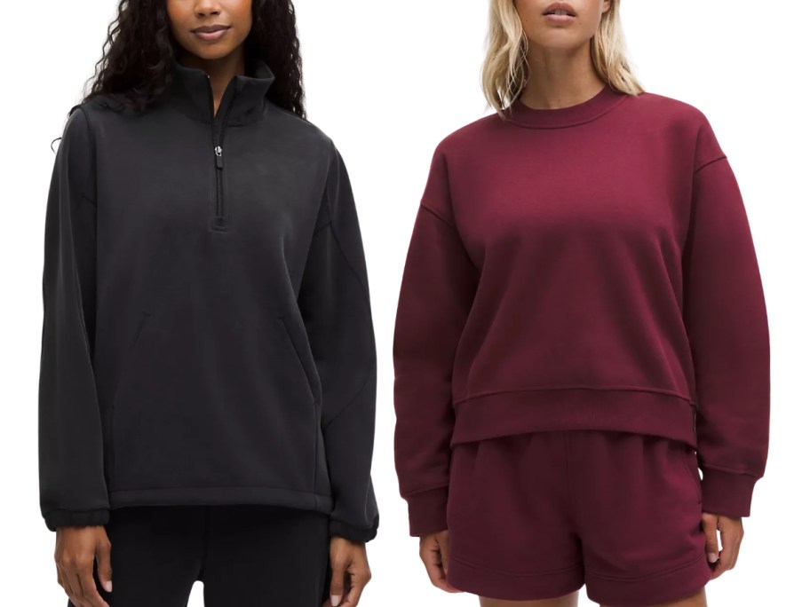two women wearing sweatshirts