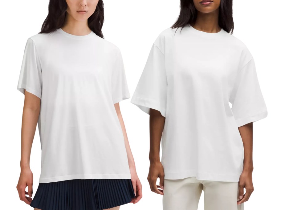 two women wearing tees