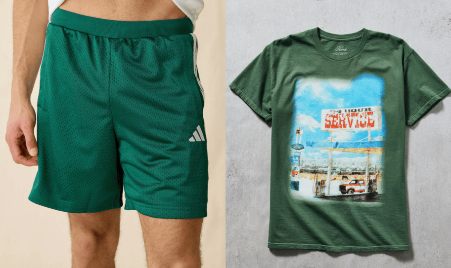 mens shorts and ford graphic tee