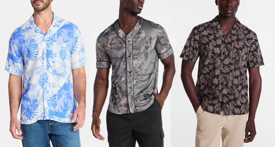 men wearing blue and gray tees 