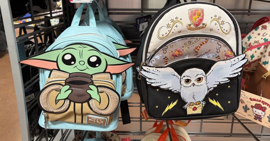 star wars and harry potter mini backpacks in store