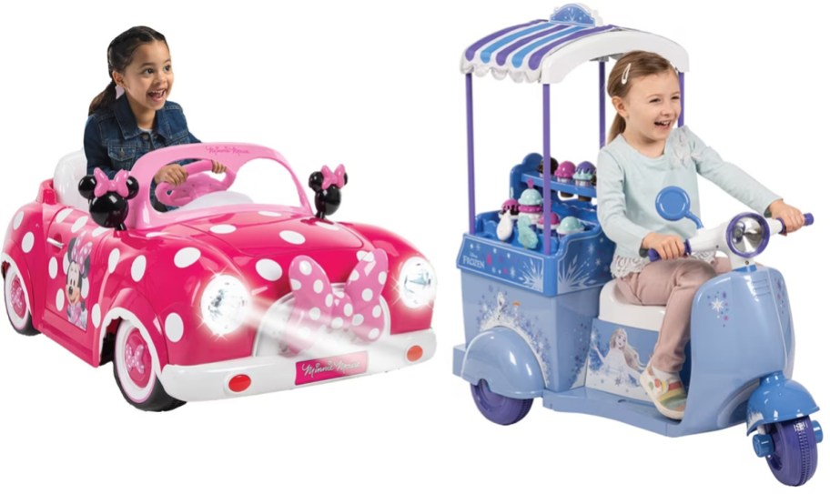 minnie mouse and frozen ride on car toys