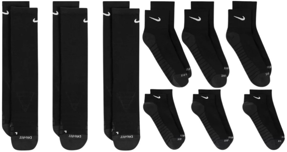 womens nike sock 3 packs in crew ankle and no-show lengths