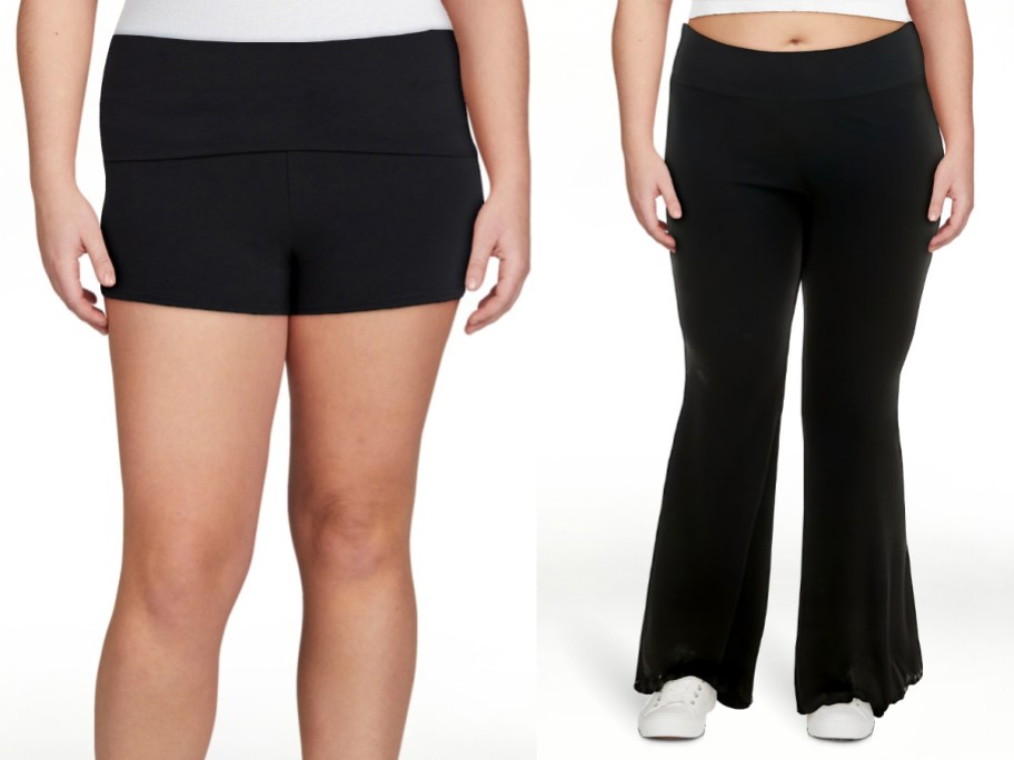 women wearing black shorts and pants