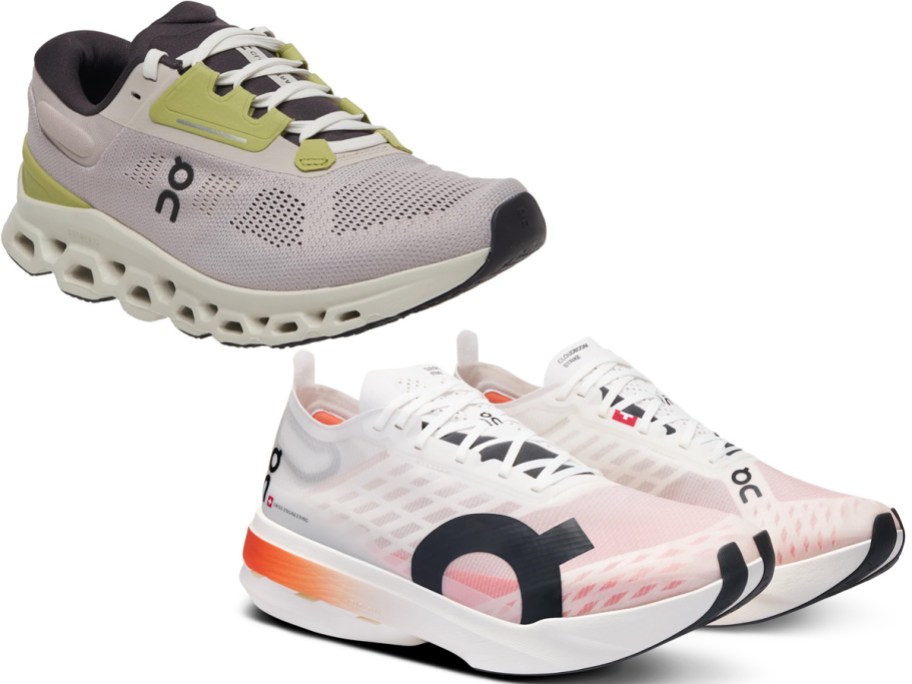 gray and white on running shoes