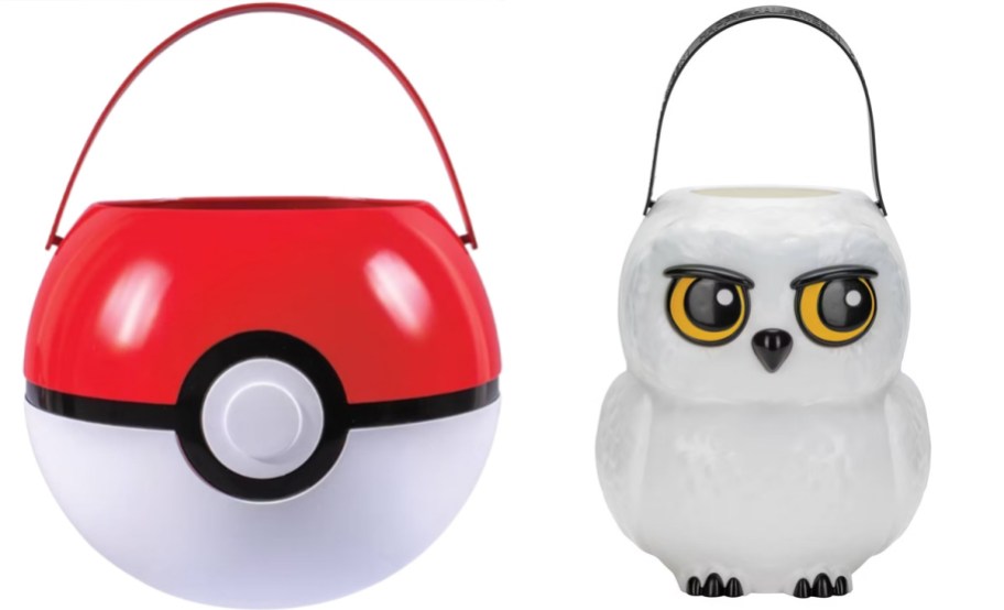 pokeball and owl character buckets