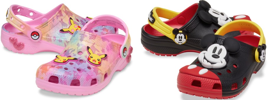 pink pokemon and mickey mouse clogs 