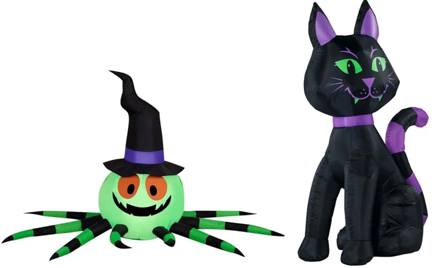 green spider and black cat inflatables 