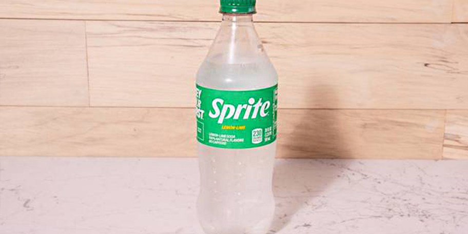 bottle of sprite on table