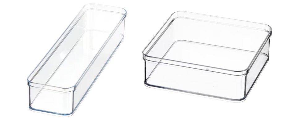 rectangle and square clear plastic bins