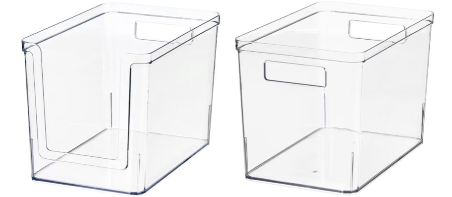 two clear organizer bins