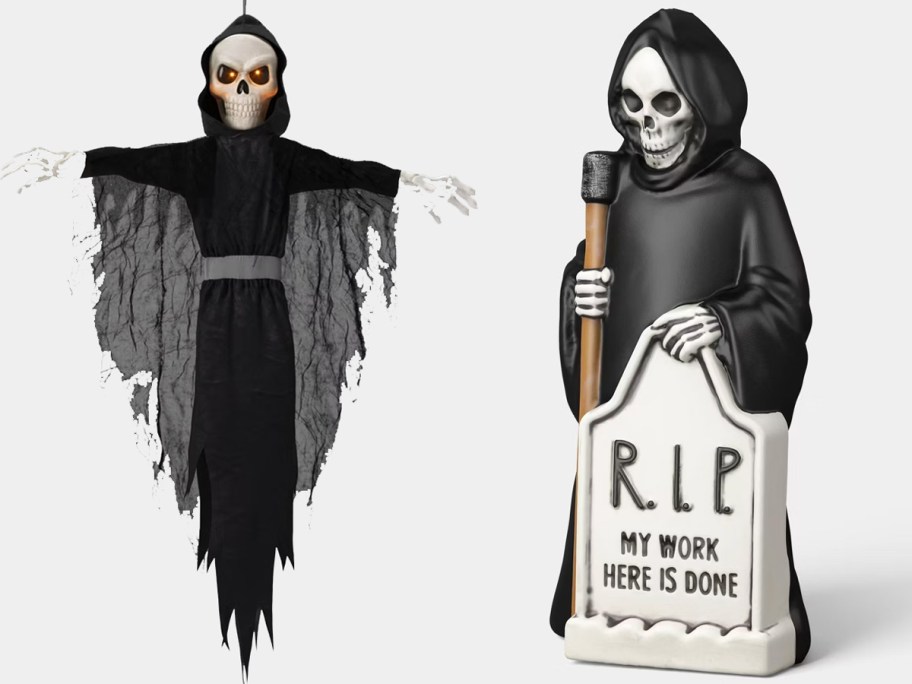 hanging ghoul and grim reaper blow mold 