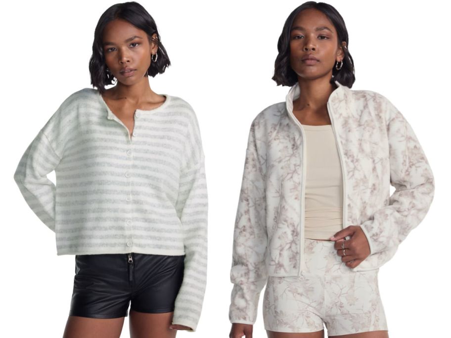 2 women from the waist up on a white background
