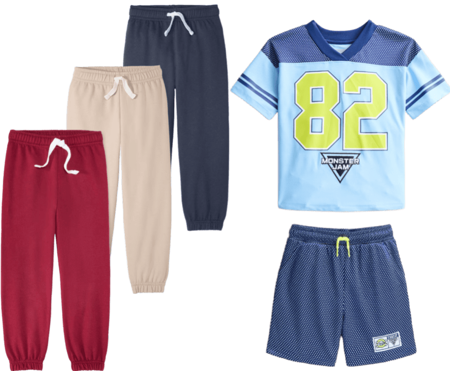 kids jogger set and shirt and shorts set