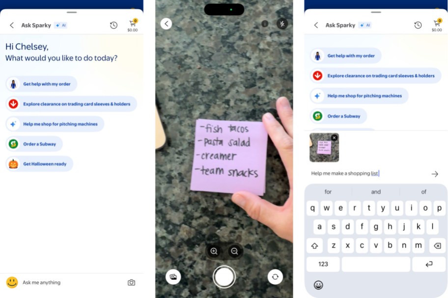 screenshots using AI to turn sticky note into grocery list