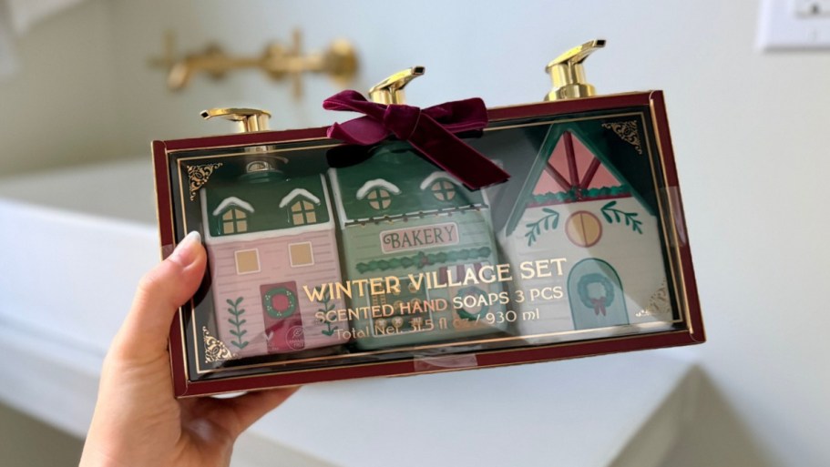 Walmart’s Under $10 Winter Village Hand Soap Set Is Almost Too Cute to Use!
