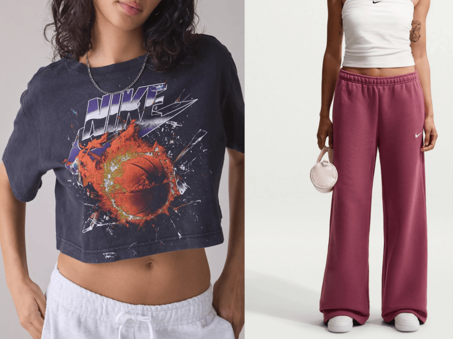 womens tee and fleece pants
