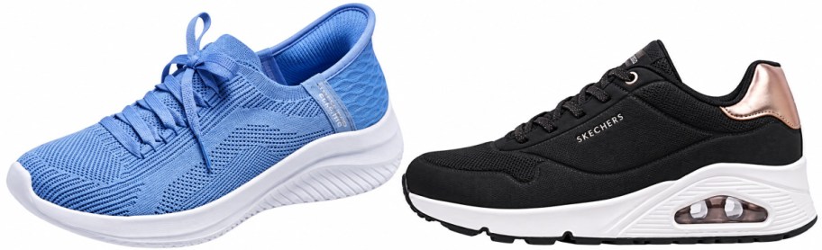 Two styles of skechers shoes