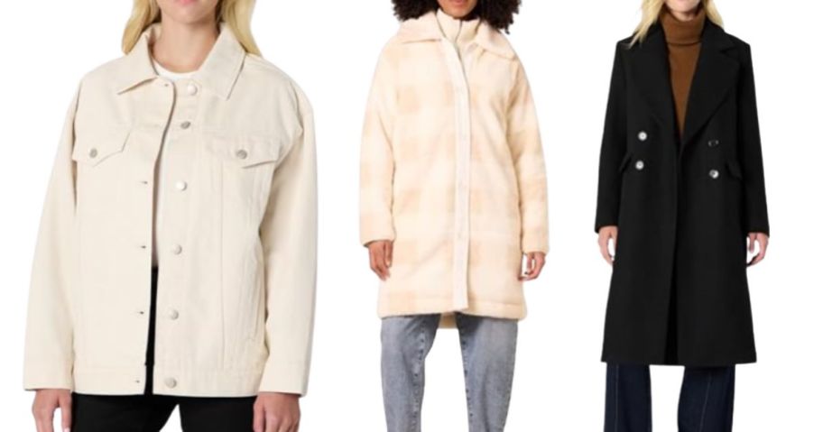 three women wearing jackets