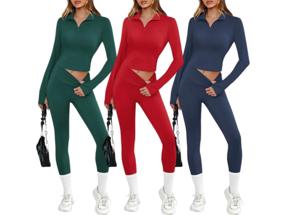 2 piece workout set in 3 different colors
