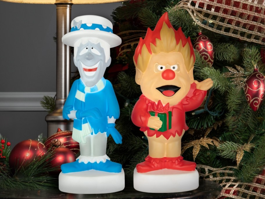 snow miser and heat miser blowmolds on tabletop